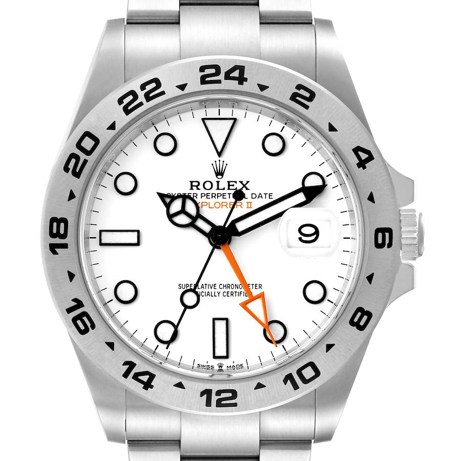 Rolex Explorer II White Polar Dial Orange Hand Steel Mens Watch 226570 Unworn SwissWatchExpo