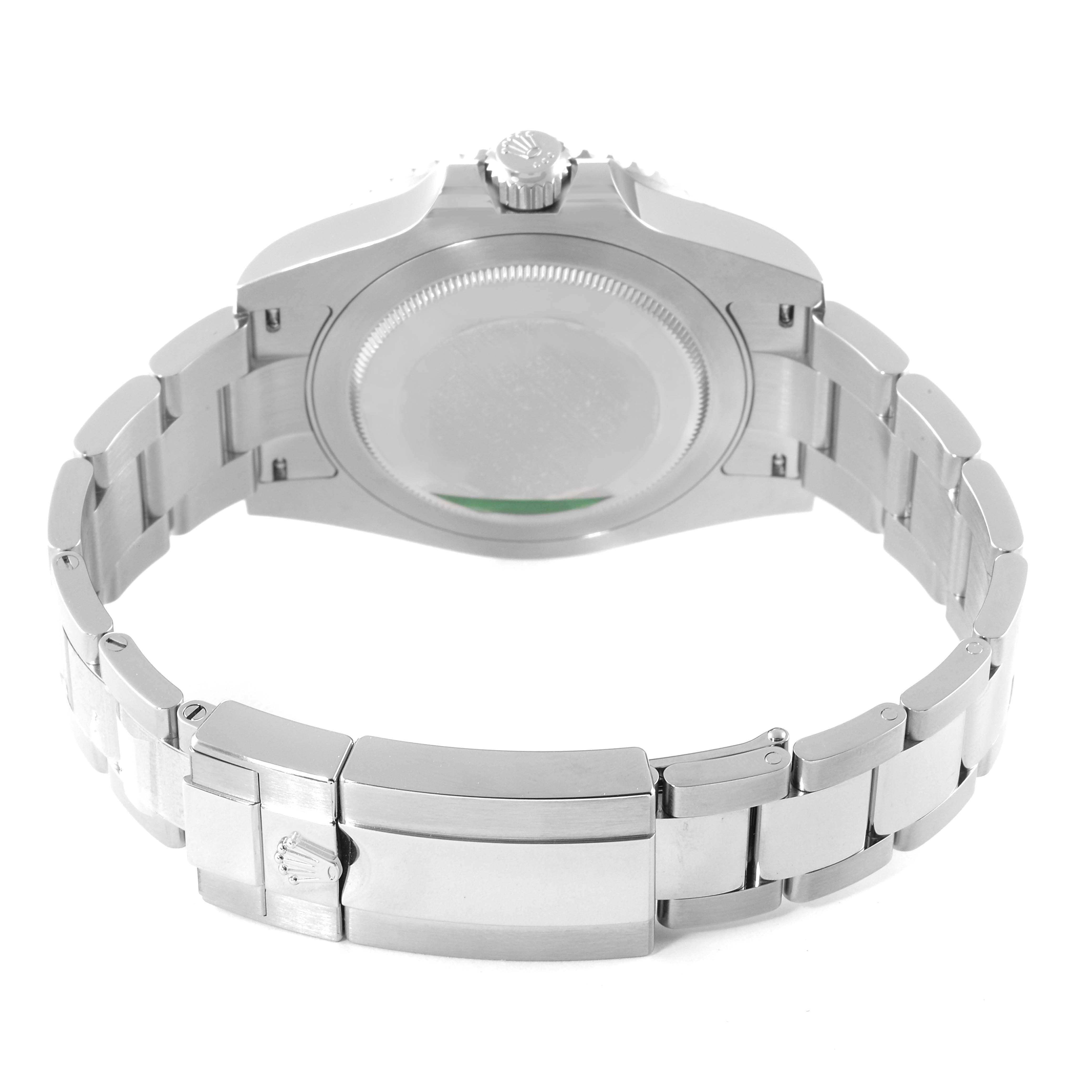 The image shows the back and clasp of a Rolex GMT-Master 126710 Men
s Stainless Steel Black Dial 126710 Men
s Stainless Steel Black Dial watch, highlighting the bracelet and case back.