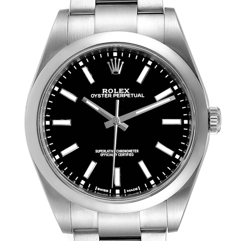 Rolex Oyster Perpetual 39 Black Dial Steel Mens Watch 114300 Unworn SwissWatchExpo
