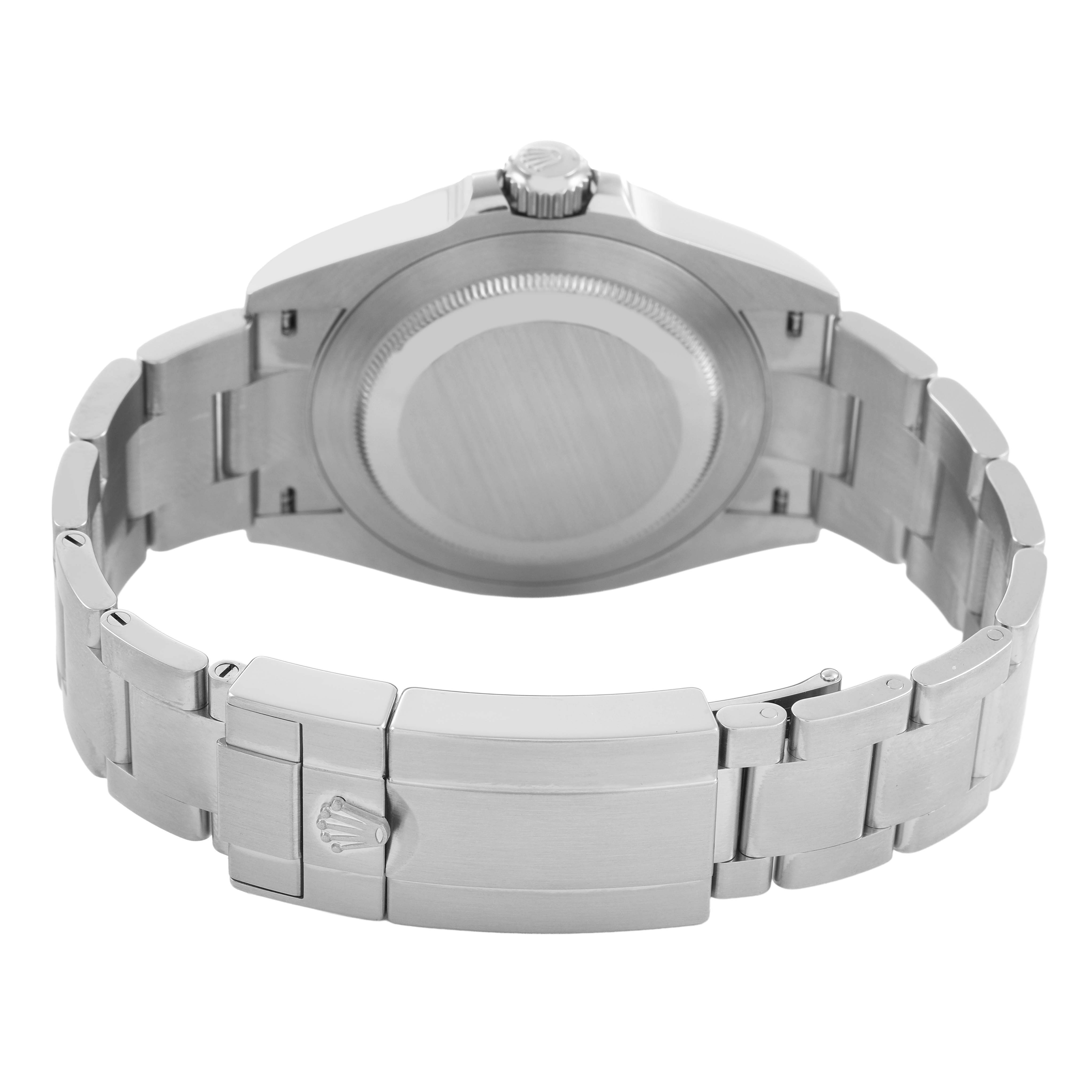 The image shows the back view of the Rolex Air-King 126900 Men's Stainless Steel Black Dial watch, focusing on the bracelet and clasp.