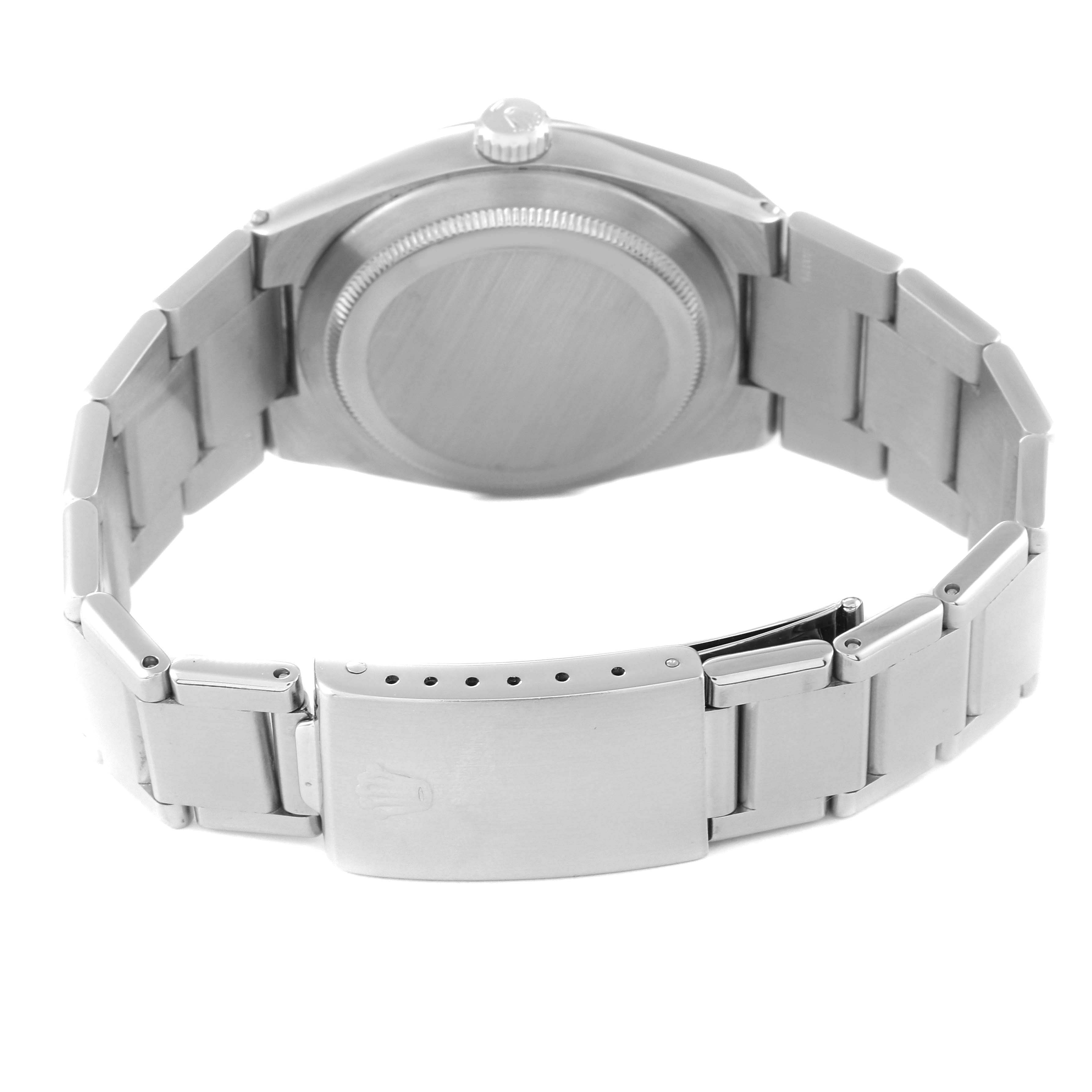 The image shows the back case and bracelet clasp of a Rolex Oysterquartz 17000 Men's Stainless Steel Silver Dial 17000 Men's Stainless Steel Silver Dial watch at a rear angle.