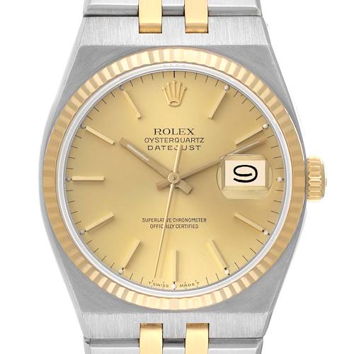 Photo of Rolex Oysterquartz Datejust Steel Yellow Gold Mens Watch 17013 Box Papers