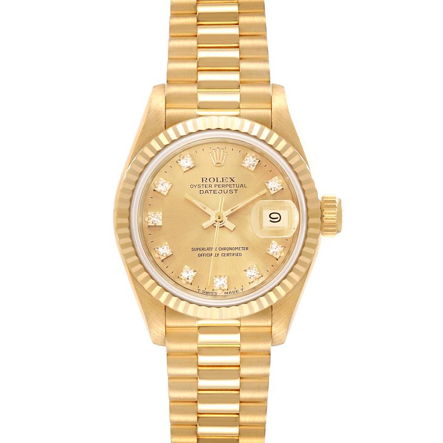 Rolex President Yellow Gold Diamond Dial Ladies Watch 69178 Box Papers SwissWatchExpo