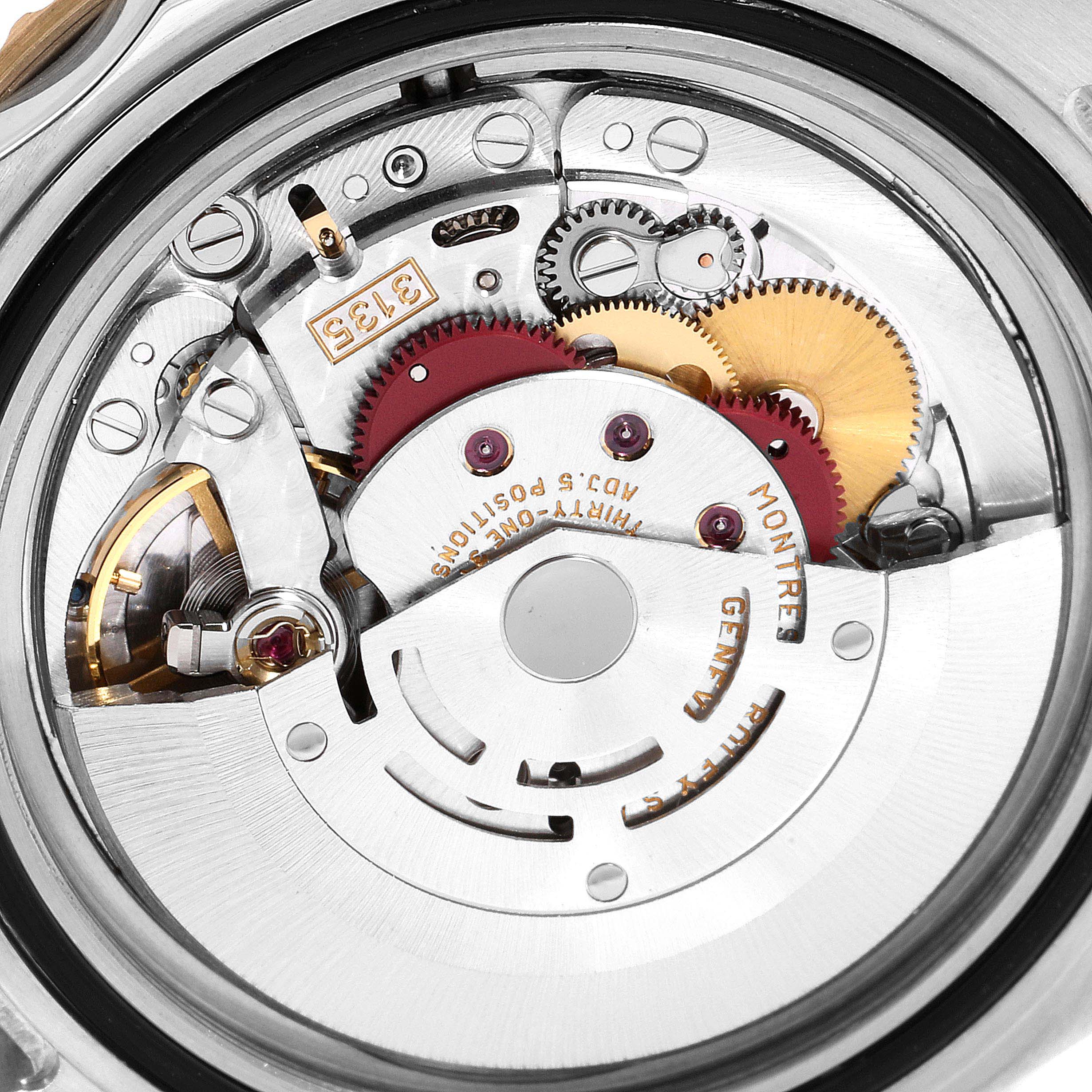 This image shows the intricate internal mechanisms and gears of the Rolex Submariner 16613 Men
s Steel and Gold (two tone) Black Dial 16613 Men
s Steel and Gold (two tone) Black Dial watch.