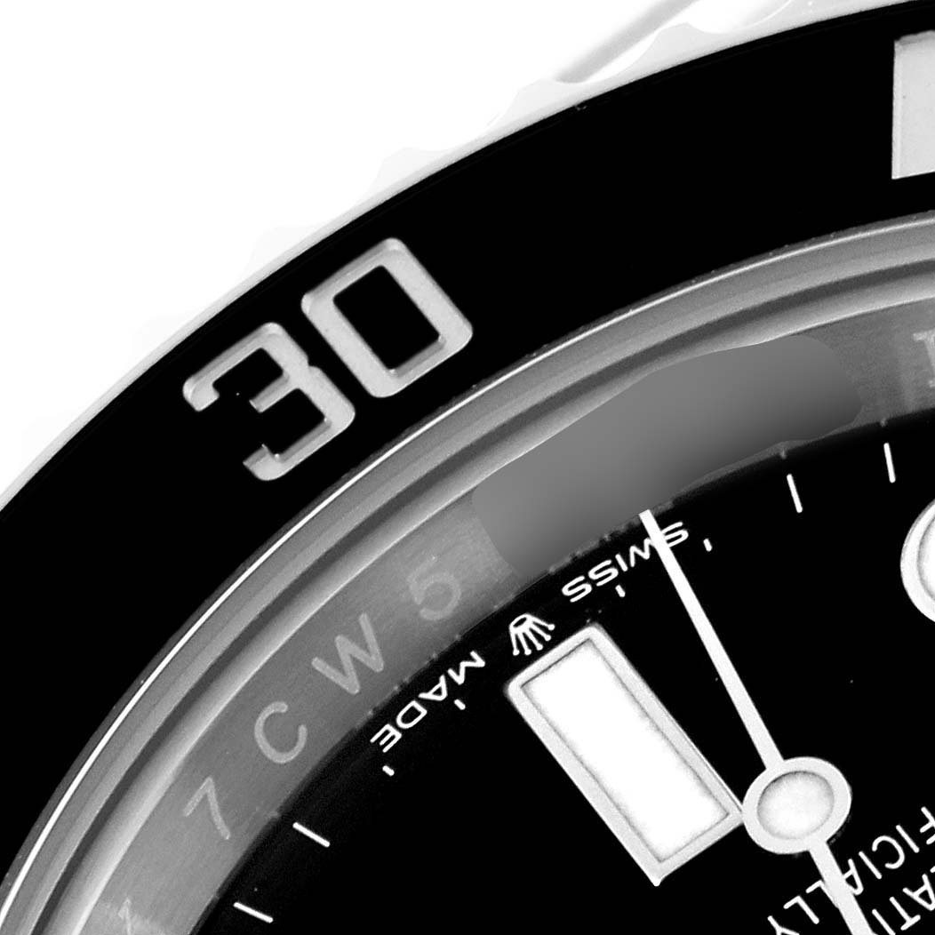 The image shows a close-up of the dial and bezel, focusing on the 30-second marker of a Rolex Submariner 126610 Men
s Stainless Steel Black Dial 126610 Men
s Stainless Steel Black Dial watch.