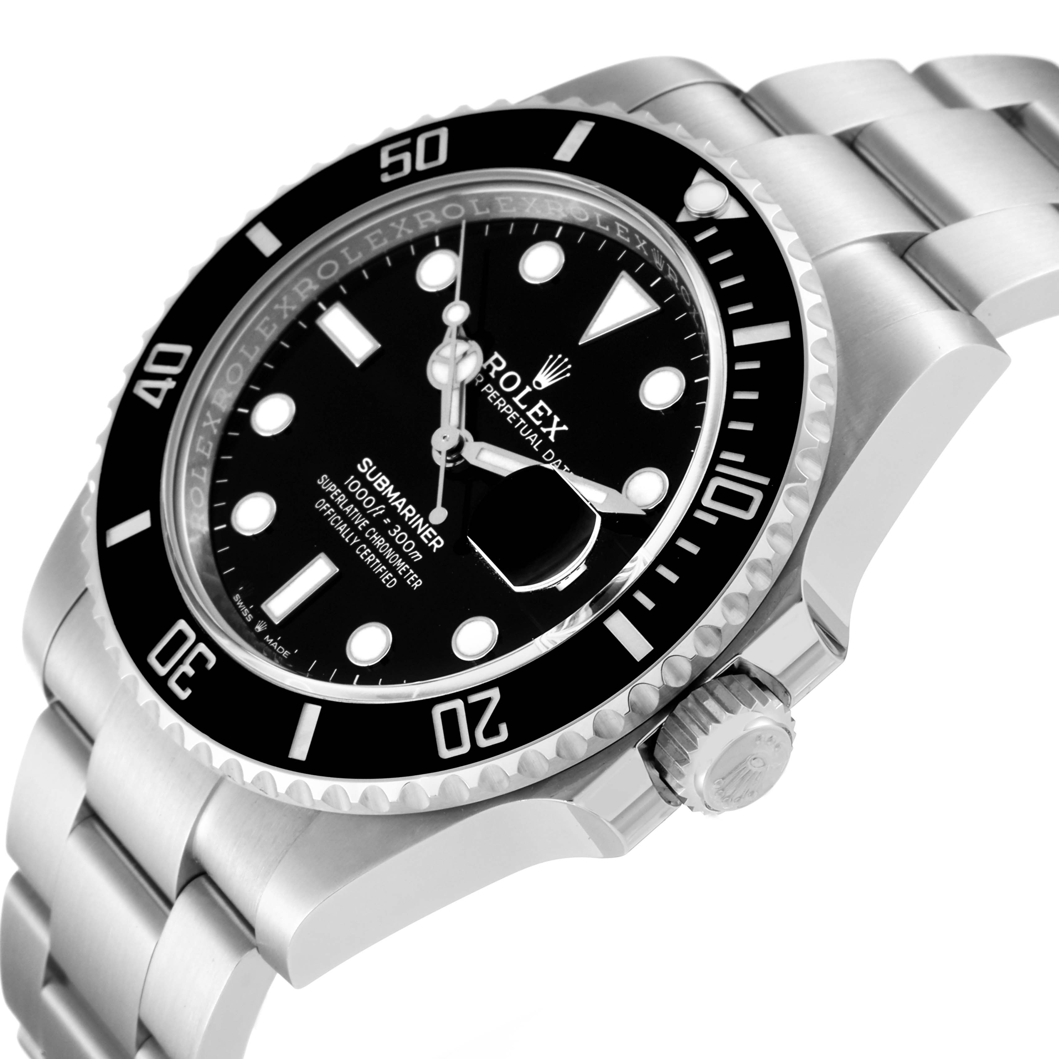 This Rolex Submariner 126610 Men
s Stainless Steel Black Dial 126610 Men
s Stainless Steel Black Dial watch is shown at a slight angle, highlighting the dial, bezel, and part of the bracelet.
