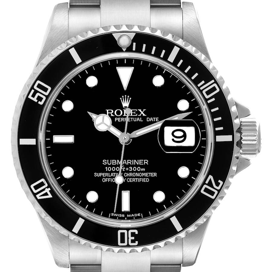 Rolex Submariner Date Black Dial Steel Mens Watch 16610 Box Card SwissWatchExpo