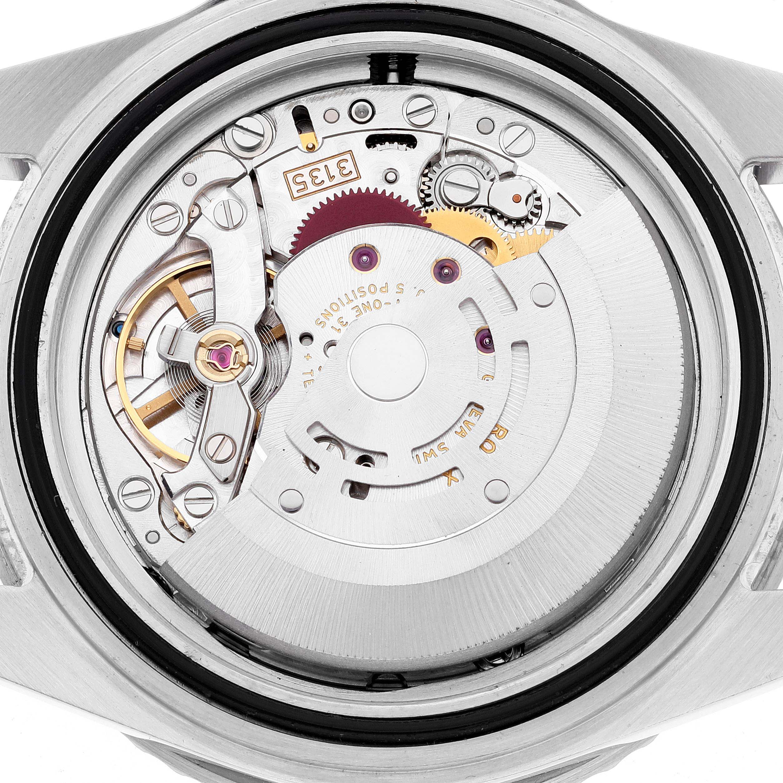 This image shows the inner movement parts of the Rolex Submariner 16610 Men
s Stainless Steel Black Dial 16610 Men
s Stainless Steel Black Dial watch viewed from the back.