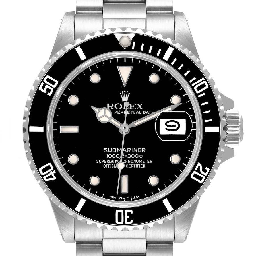 Rolex Submariner Date Steel Mens Vintage Watch 16800 Box Papers SwissWatchExpo