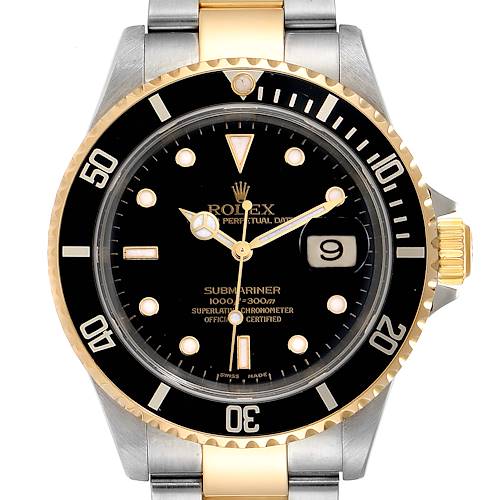 Photo of Rolex Submariner Date Steel Yellow Gold Mens Watch 16613 Box Papers