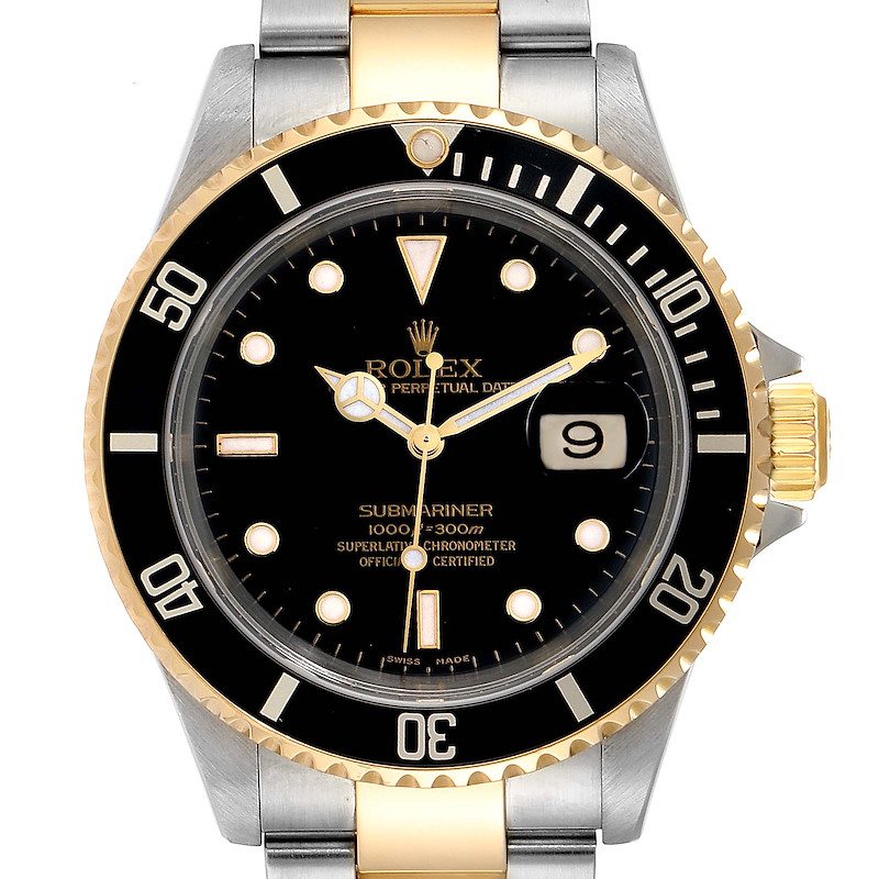 Rolex Submariner Date Steel Yellow Gold Mens Watch 16613 Box Papers SwissWatchExpo