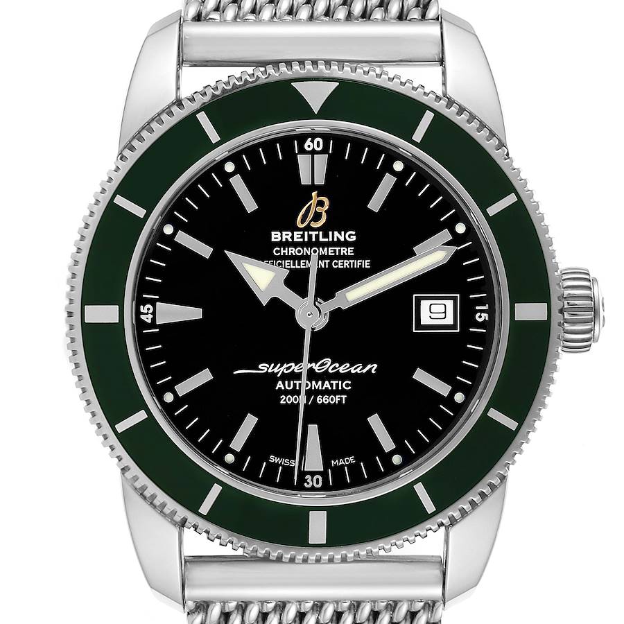 Breitling Superocean Heritage 42 Green Bezel Steel Mens Watch A17321 SwissWatchExpo