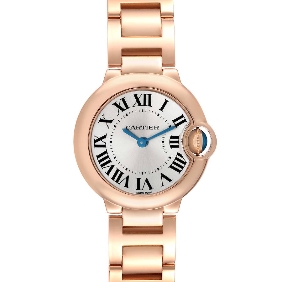 Cartier Ballon Bleu 28 Silver Dial Rose Gold Ladies Watch W69002Z2 SwissWatchExpo