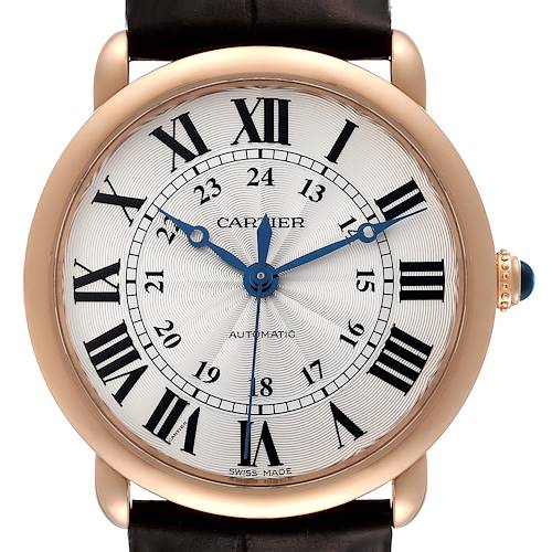 Photo of Cartier Ronde Louis Rose Gold Silver Dial Mens Watch WGRN0006 Box Card