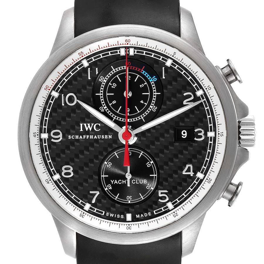 IWC Portuguese Yacht Club Titanium Carbon Dial Chronograph Mens Watch IW390212 SwissWatchExpo