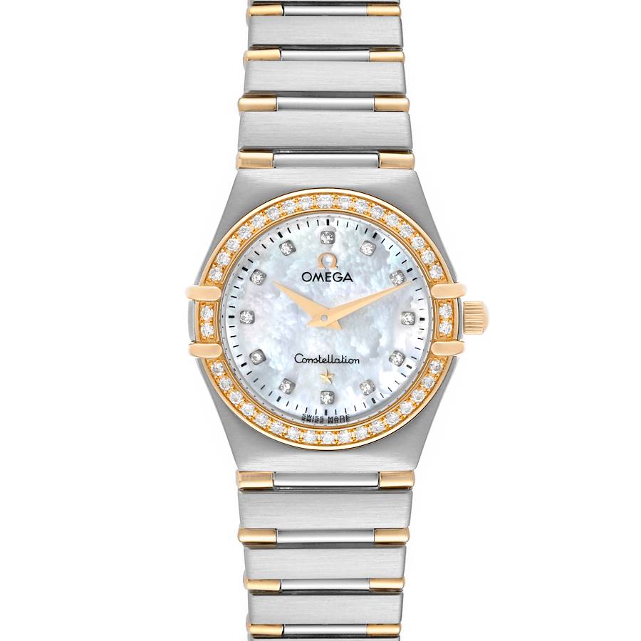 Omega Constellation 95 MOP Diamond Yellow Gold Steel Ladies Watch 1267.75.00 SwissWatchExpo