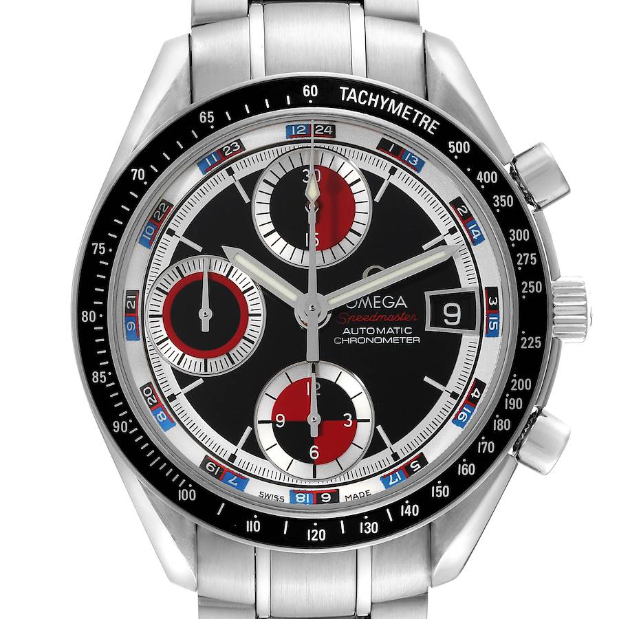 Omega Speedmaster Black Red Casino Dial Steel Mens Watch 3210.52.00 Box Card SwissWatchExpo