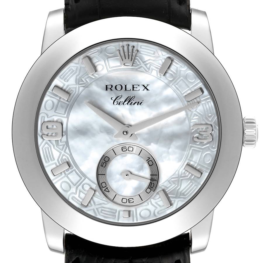 Rolex Cellini Cellinium Platinum Mother of Pearl Dial Mens Watch 5240 SwissWatchExpo