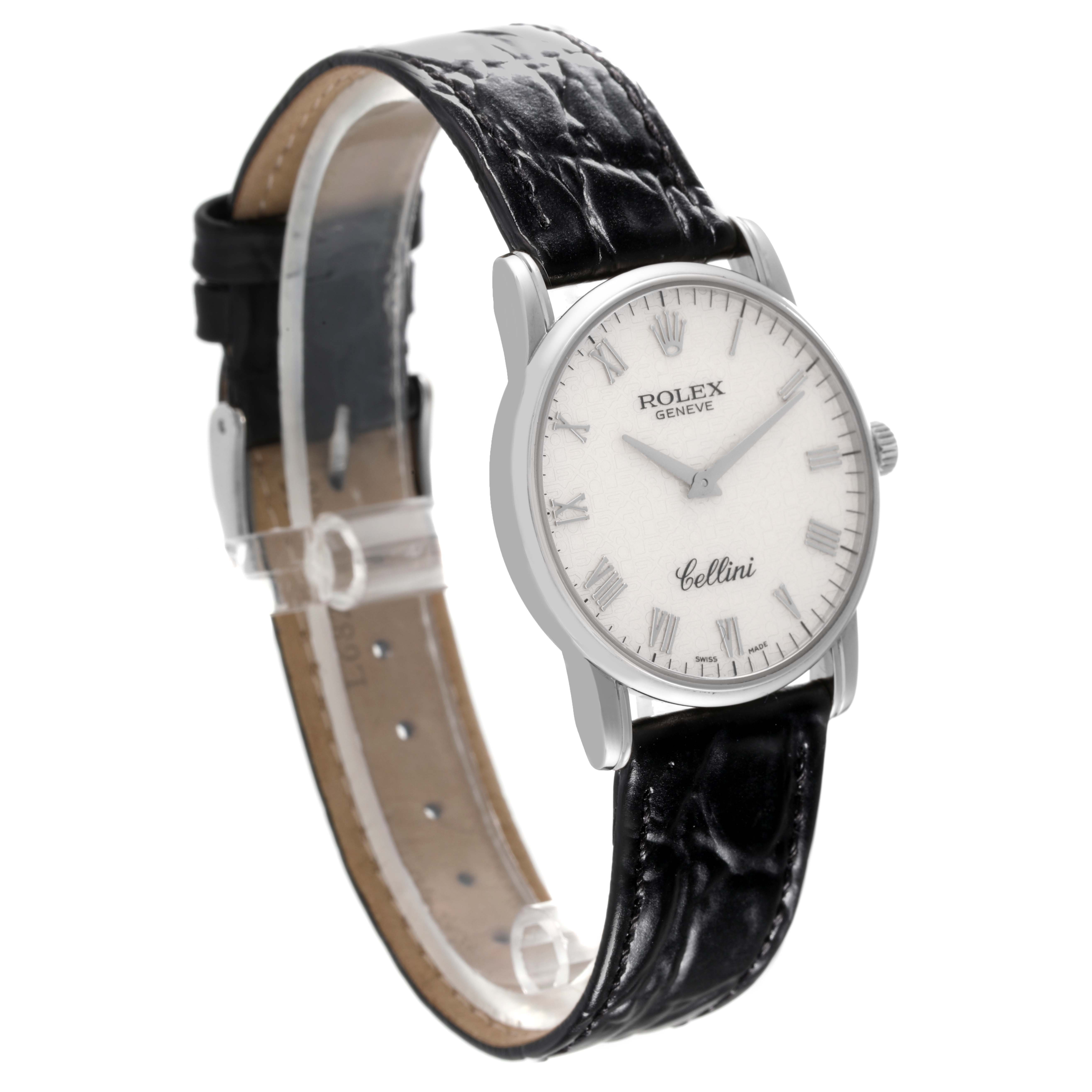 The image shows the Rolex Cellini 5116/9 Men's White Gold Beige Dial 5116/9 Men's White Gold Beige Dial watch at a slight angle, displaying the face, dial, crown, and strap.