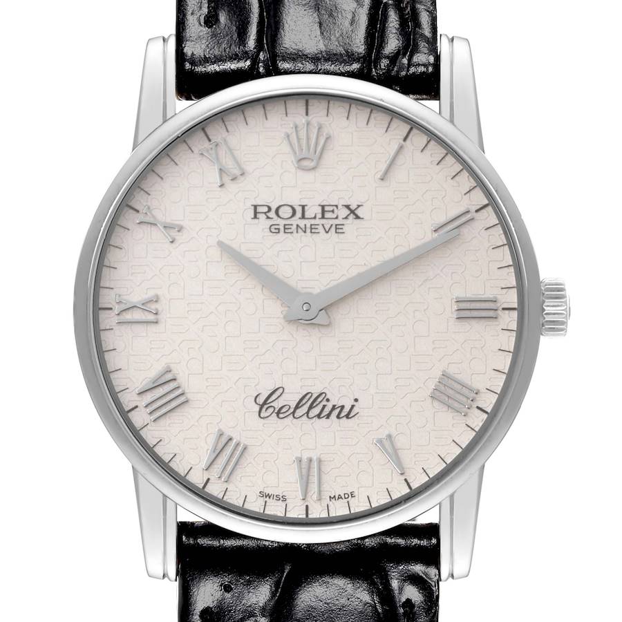 Rolex Cellini Classic White Gold Ivory Anniversary Dial Mens Watch 5116 Card SwissWatchExpo