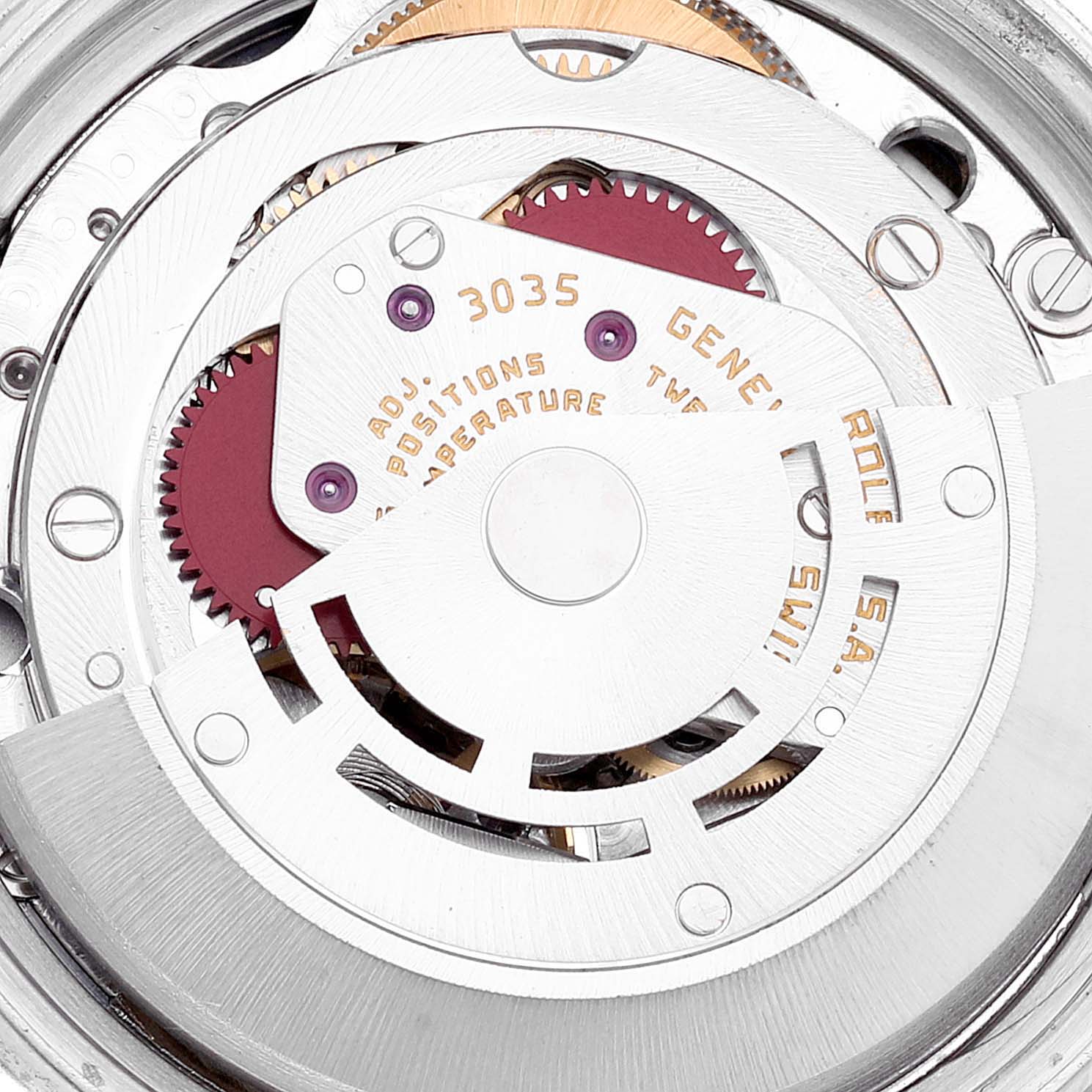 This image shows a close-up view of the internal mechanism of a Vintage Collection model by Rolex.