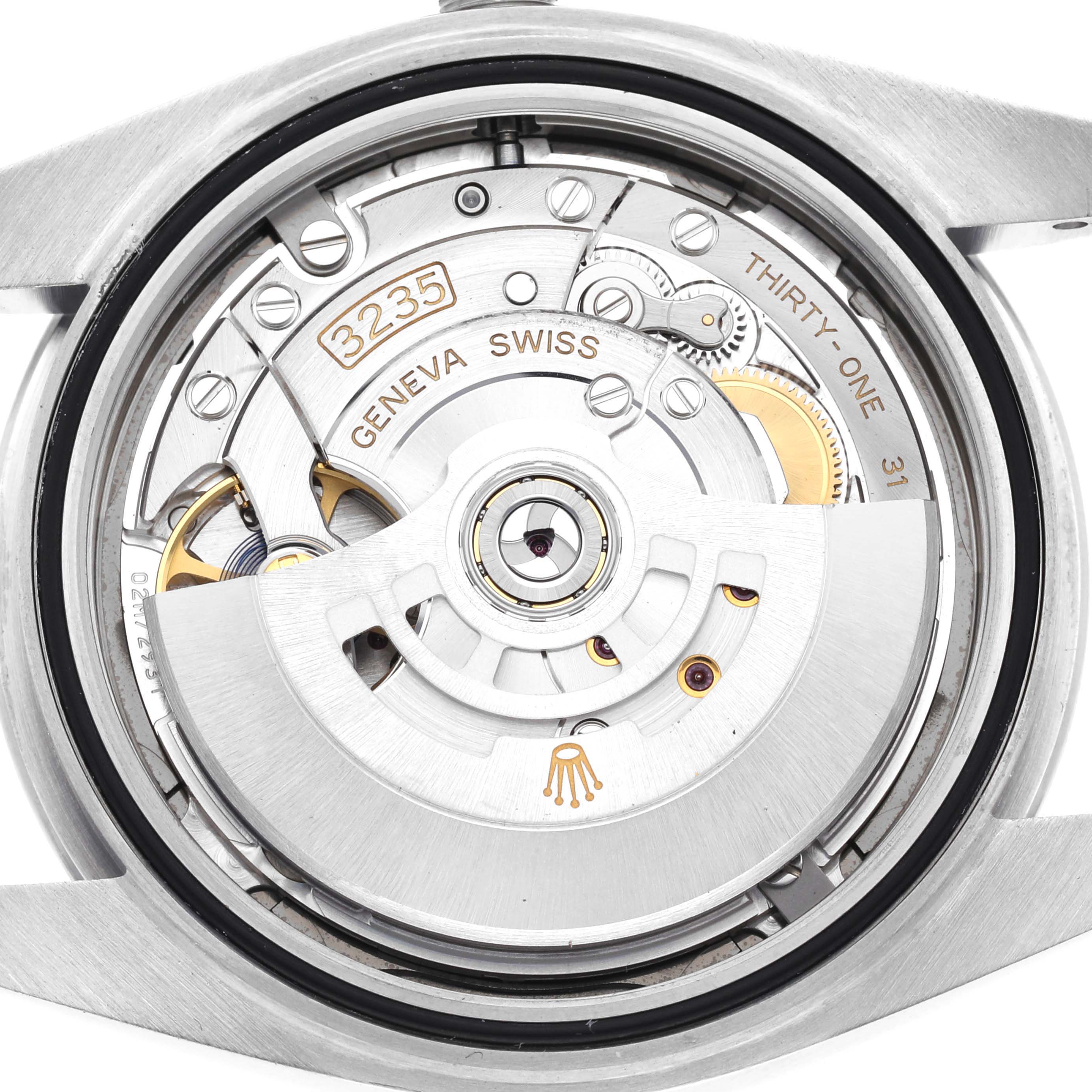 This is the back view of the Rolex Datejust 41 126300 Men's Stainless Steel Grey Dial 126300 Men's Stainless Steel Grey Dial watch, showing the internal mechanism and movement components.