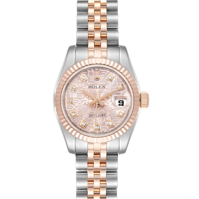 Rolex Datejust EveRose Gold Steel Diamond Ladies Watch 179171 SwissWatchExpo