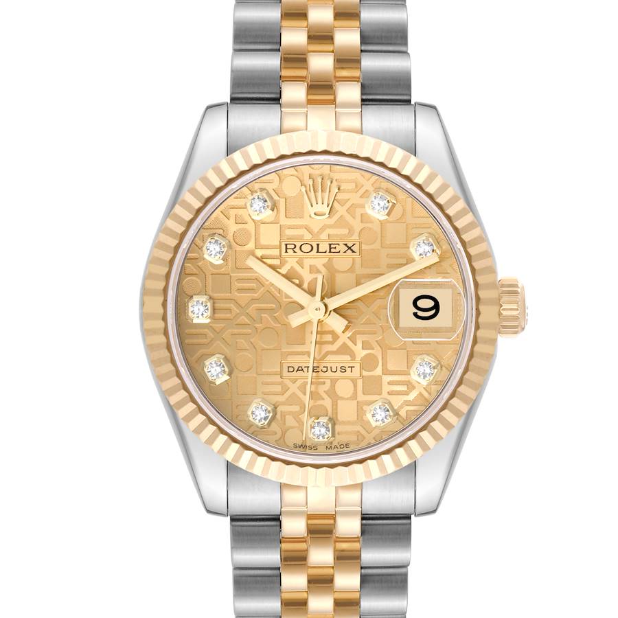 Rolex Datejust Midsize Steel Yellow Gold Diamond Ladies Watch 178273 SwissWatchExpo