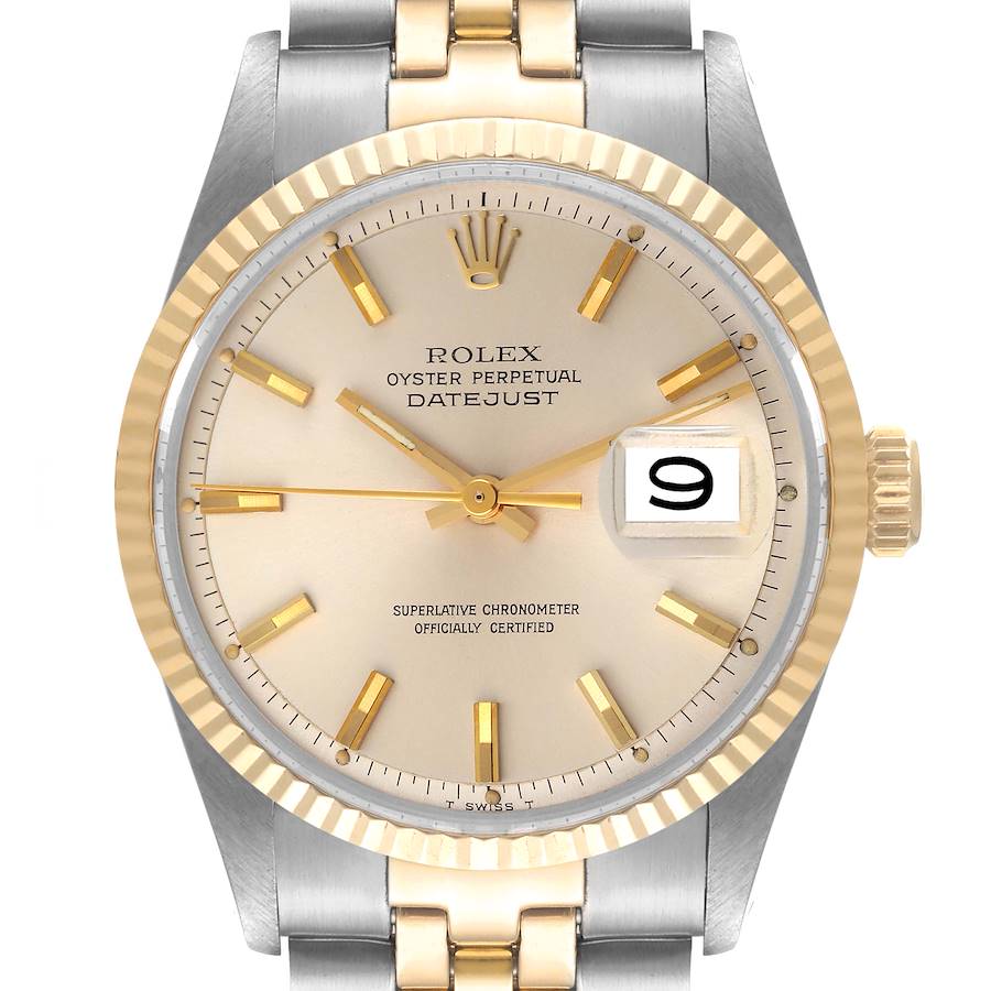 Rolex Datejust Silver Dial Steel Yellow Gold Vintage Mens Watch 1601 SwissWatchExpo