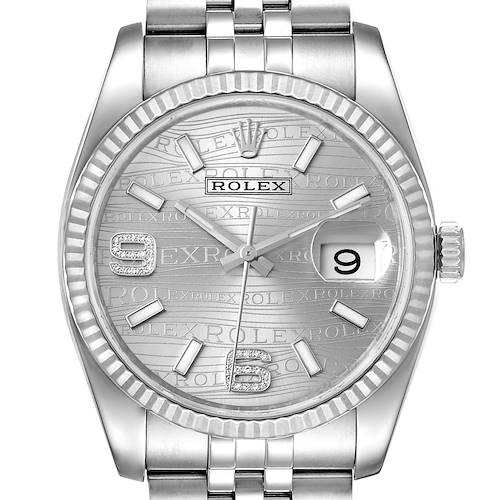 Photo of Rolex Datejust Steel White Gold Silver Dial Diamond Mens Watch 116234 Unworn