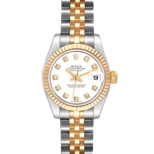 Photo of Rolex Datejust Steel Yellow Gold White Diamond Dial Ladies Watch 179173 Box Card