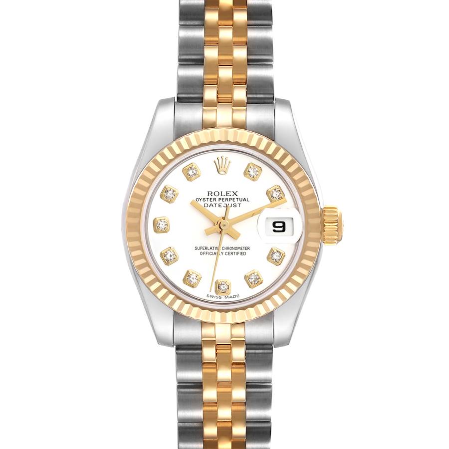 Rolex Datejust Steel Yellow Gold White Diamond Dial Ladies Watch 179173 Box Card SwissWatchExpo