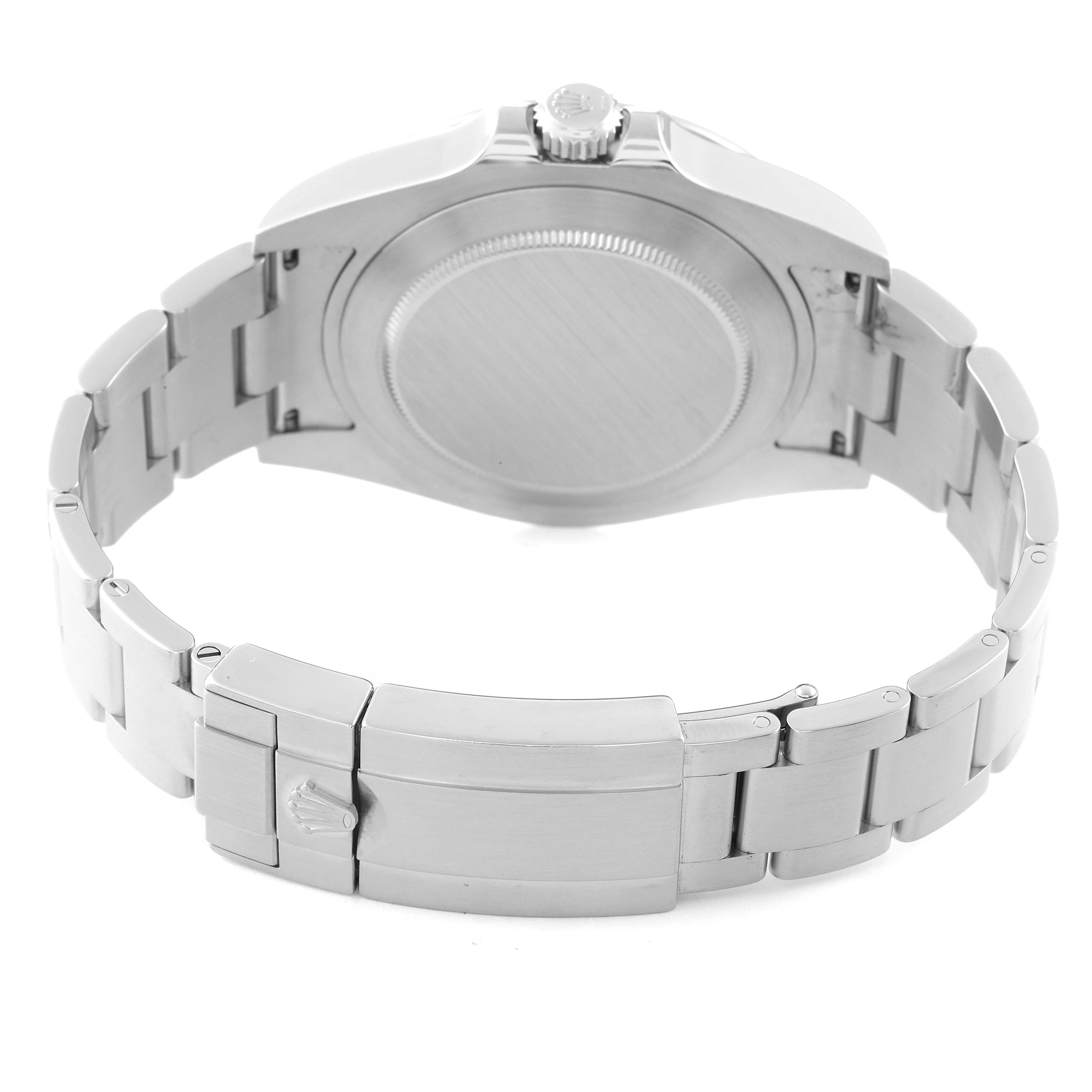 The image shows the back case and bracelet of a Rolex Explorer 216570 Men
s Stainless Steel White Dial 216570 Men
s Stainless Steel White Dial model watch, viewed from the rear.