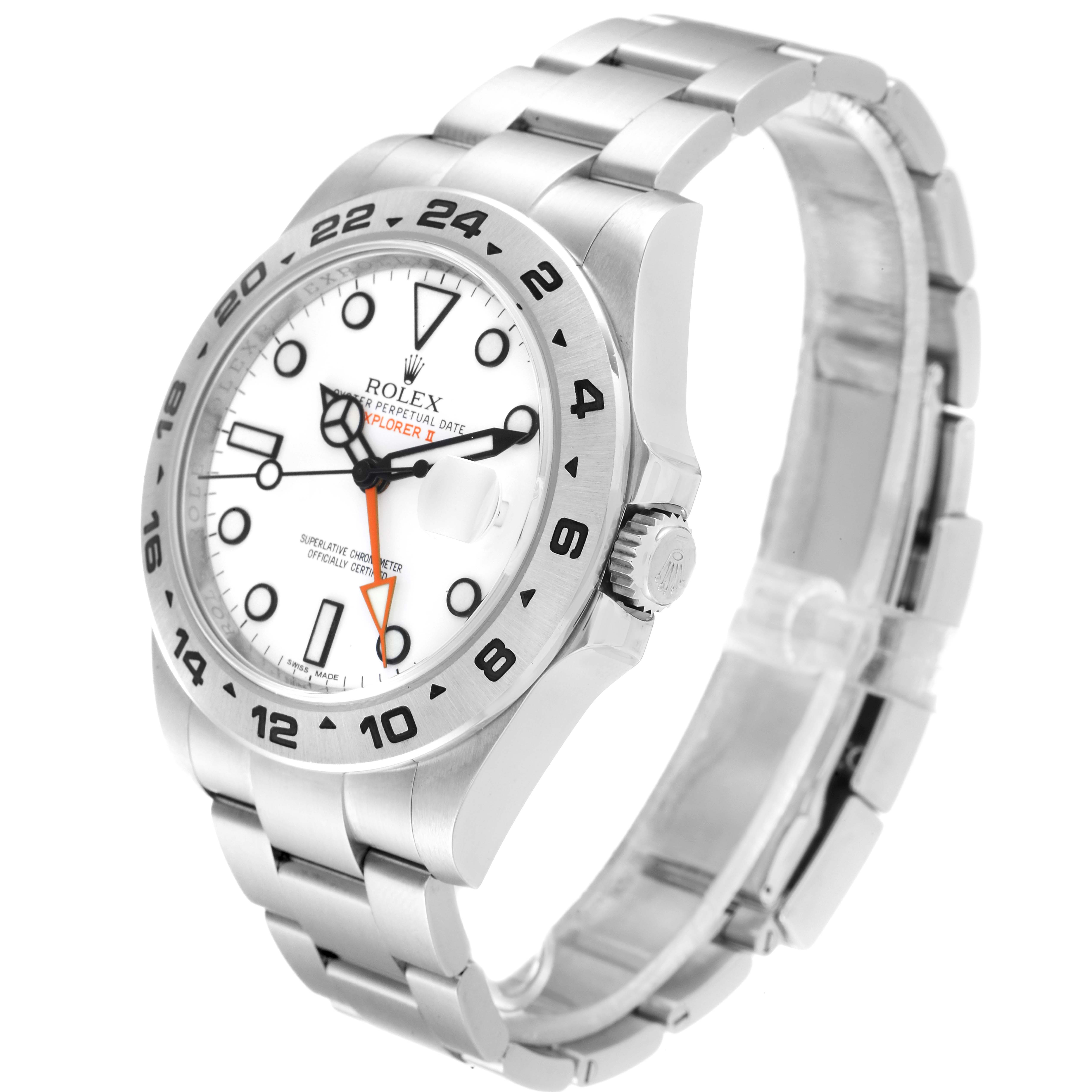 This image shows a Rolex Explorer 216570 Men
s Stainless Steel White Dial 216570 Men
s Stainless Steel White Dial watch from a side angle, highlighting the dial, bezel, crown, and bracelet.