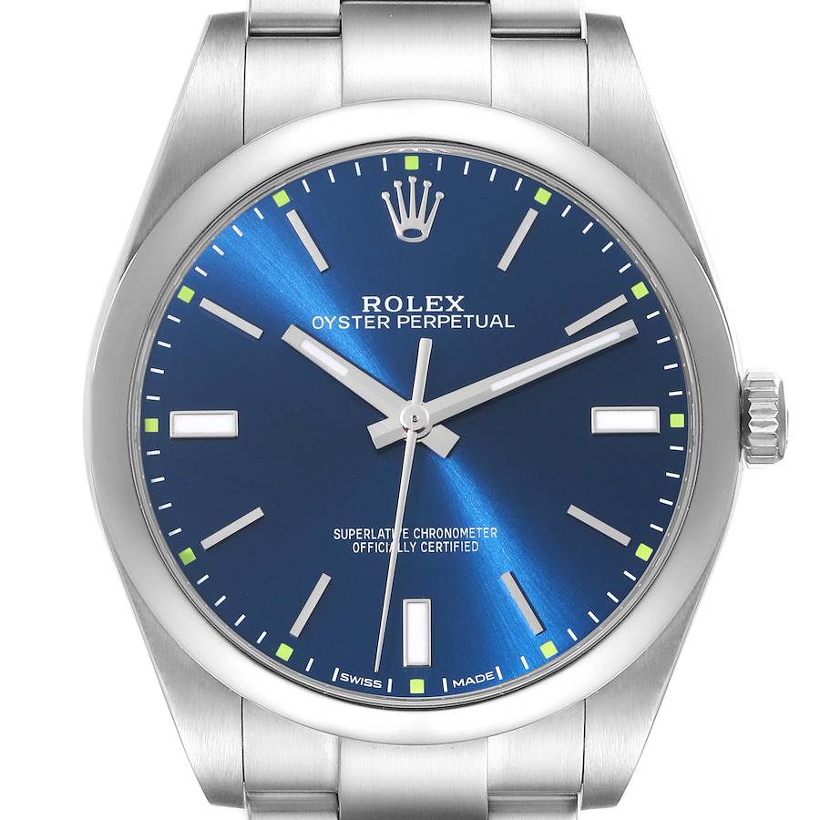 NOT FOR SALE Rolex Oyster Perpetual 39mm Blue Dial Steel Mens Watch 114300 ADD TWO LINKS, SHIP FEDEX PRIORITY OVERNIGHT SwissWatchExpo