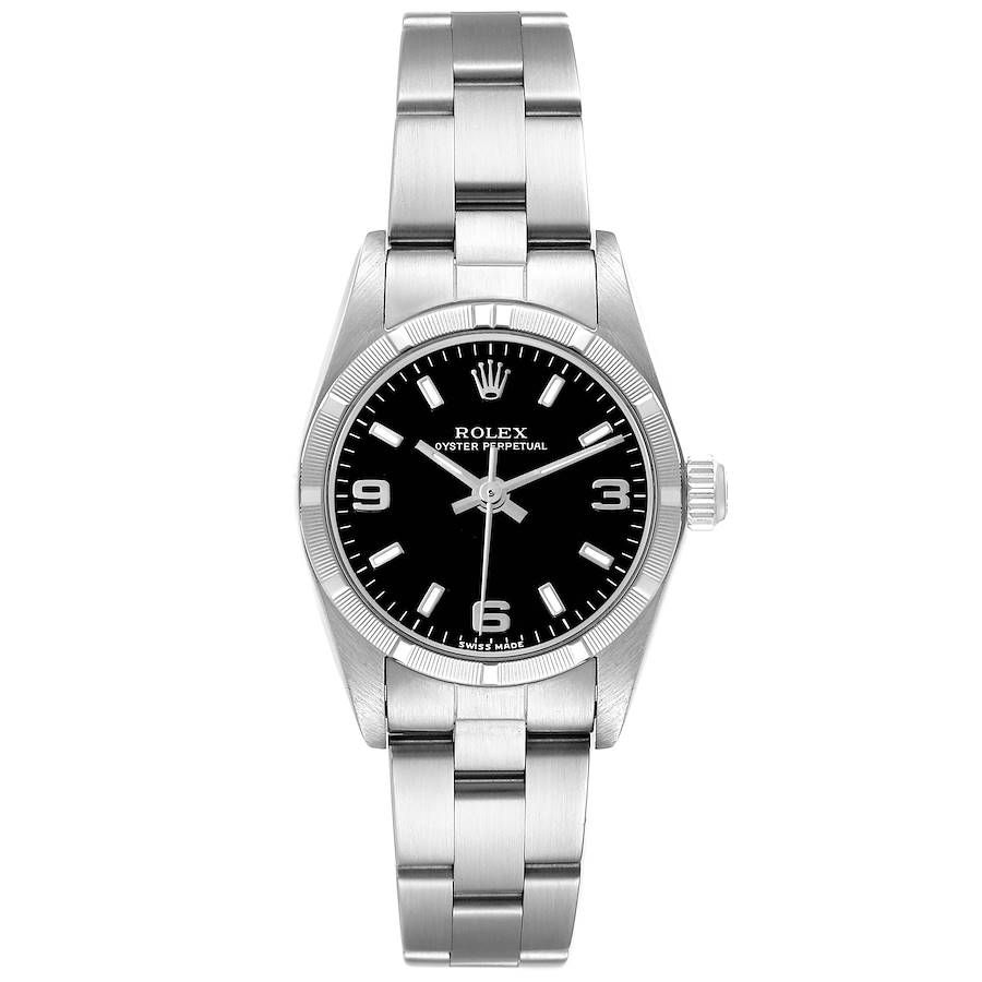 Rolex Oyster Perpetual Non Date Black Dial Ladies Watch 76030 SwissWatchExpo