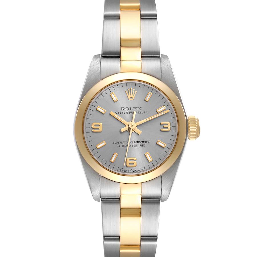 Rolex Oyster Perpetual Steel Yellow Gold Slate Dial Ladies Watch 67183 Box Paper SwissWatchExpo