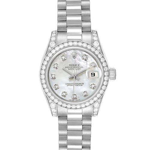 Photo of Rolex President Datejust Ladies White Gold MOP Diamond Lugs Watch 179159