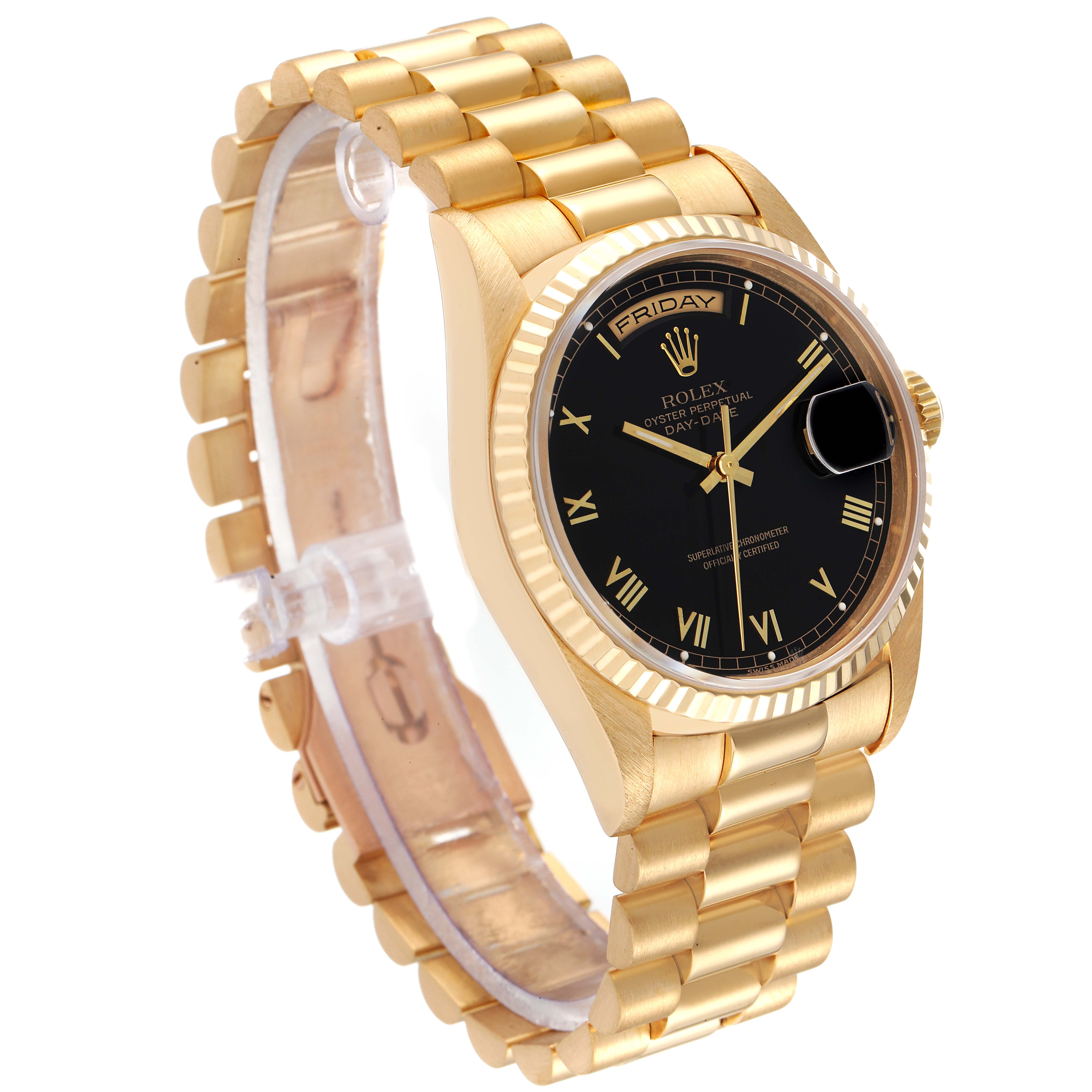 Rolex President Day-Date Black Dial Yellow Gold Mens Watch 18238 ...