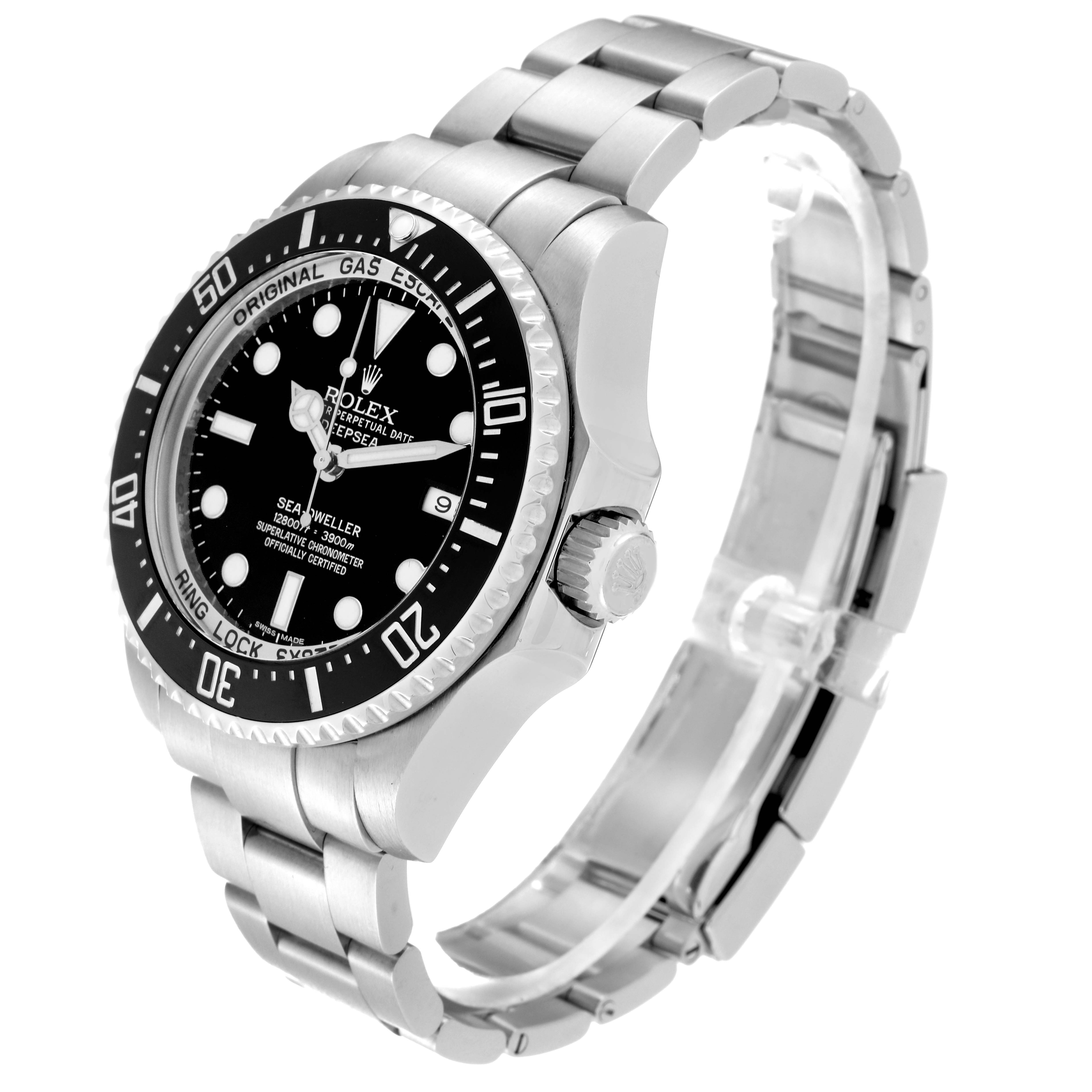 The image shows a Rolex Sea-Dweller 116660 Men's Stainless Steel Black Dial 116660 Men's Stainless Steel Black Dial watch at a three-quarter angle, highlighting the bezel, dial, crown, and bracelet.
