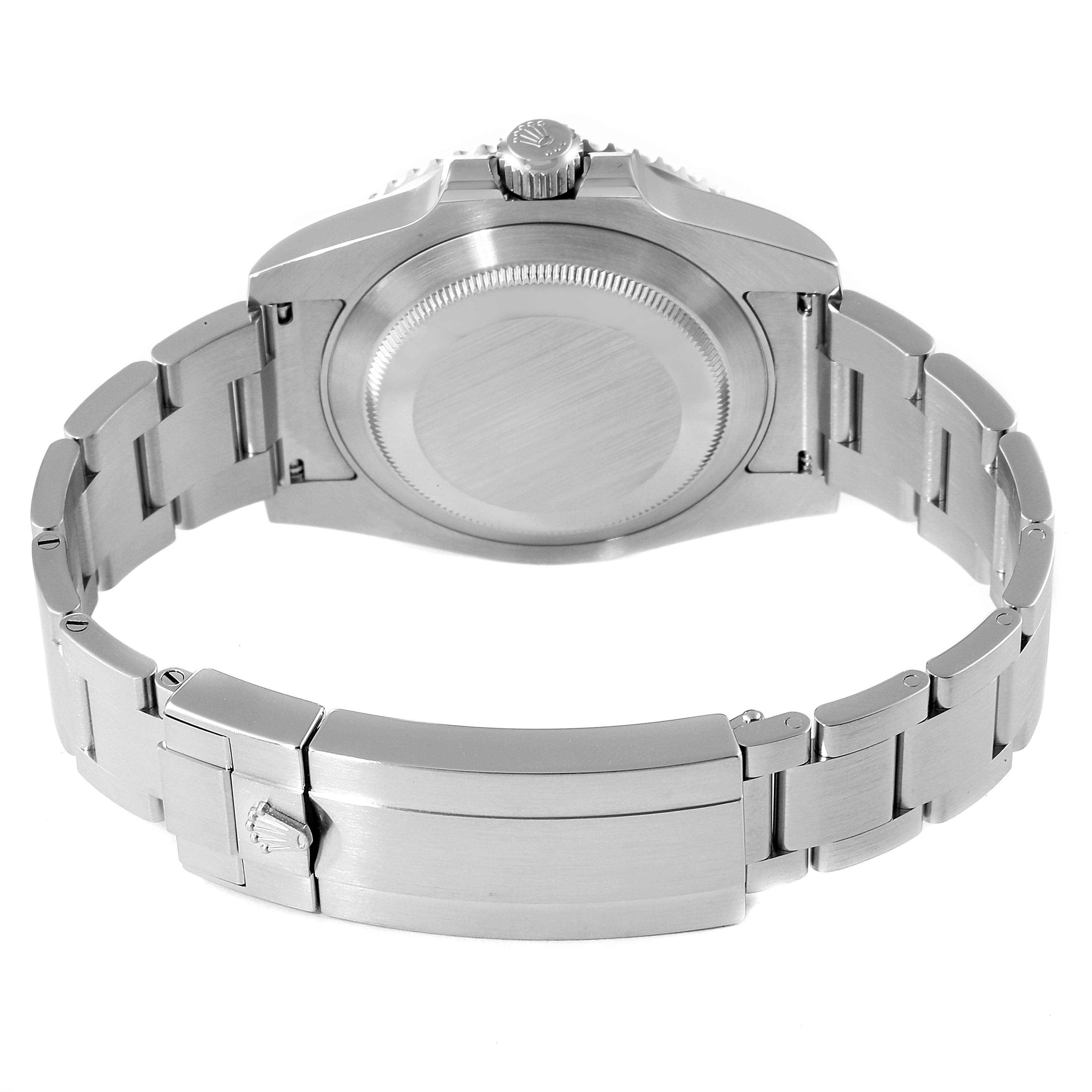 The image shows the back view of a Rolex Submariner 116610LN Men's Stainless Steel Black Dial 116610LN Men's Stainless Steel Black Dial watch, highlighting the caseback and metal bracelet with the clasp closed.