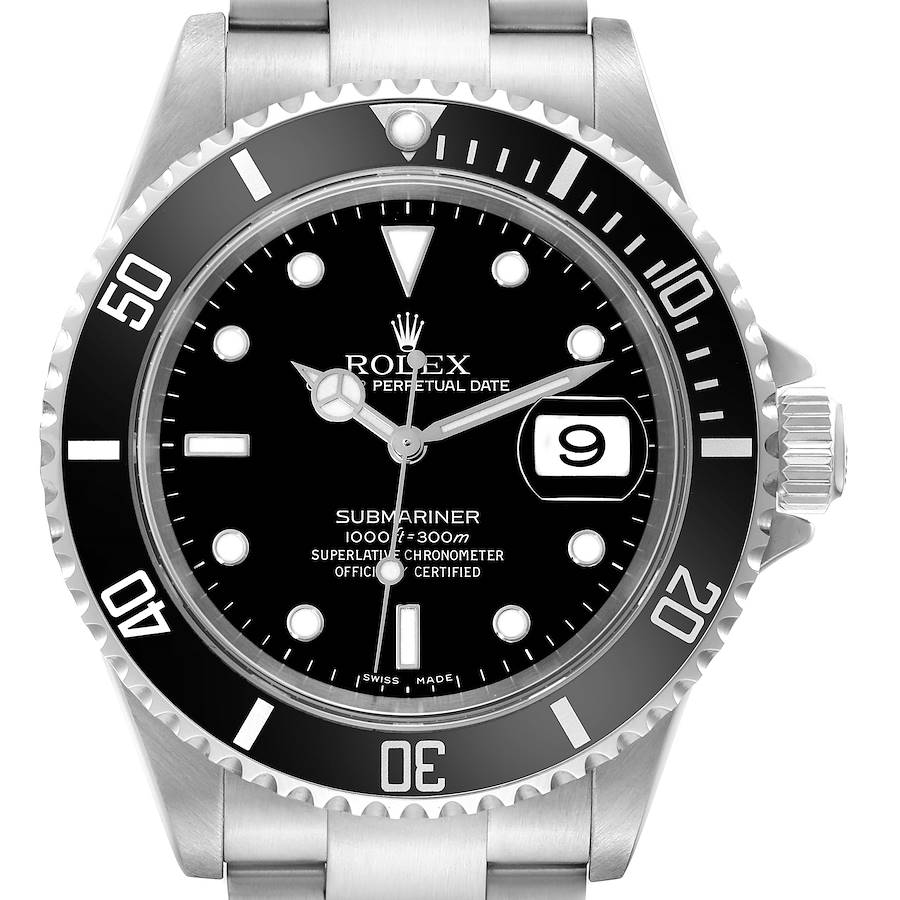 Rolex Submariner Date Black Dial Steel Mens Watch 16610 Box Papers SwissWatchExpo