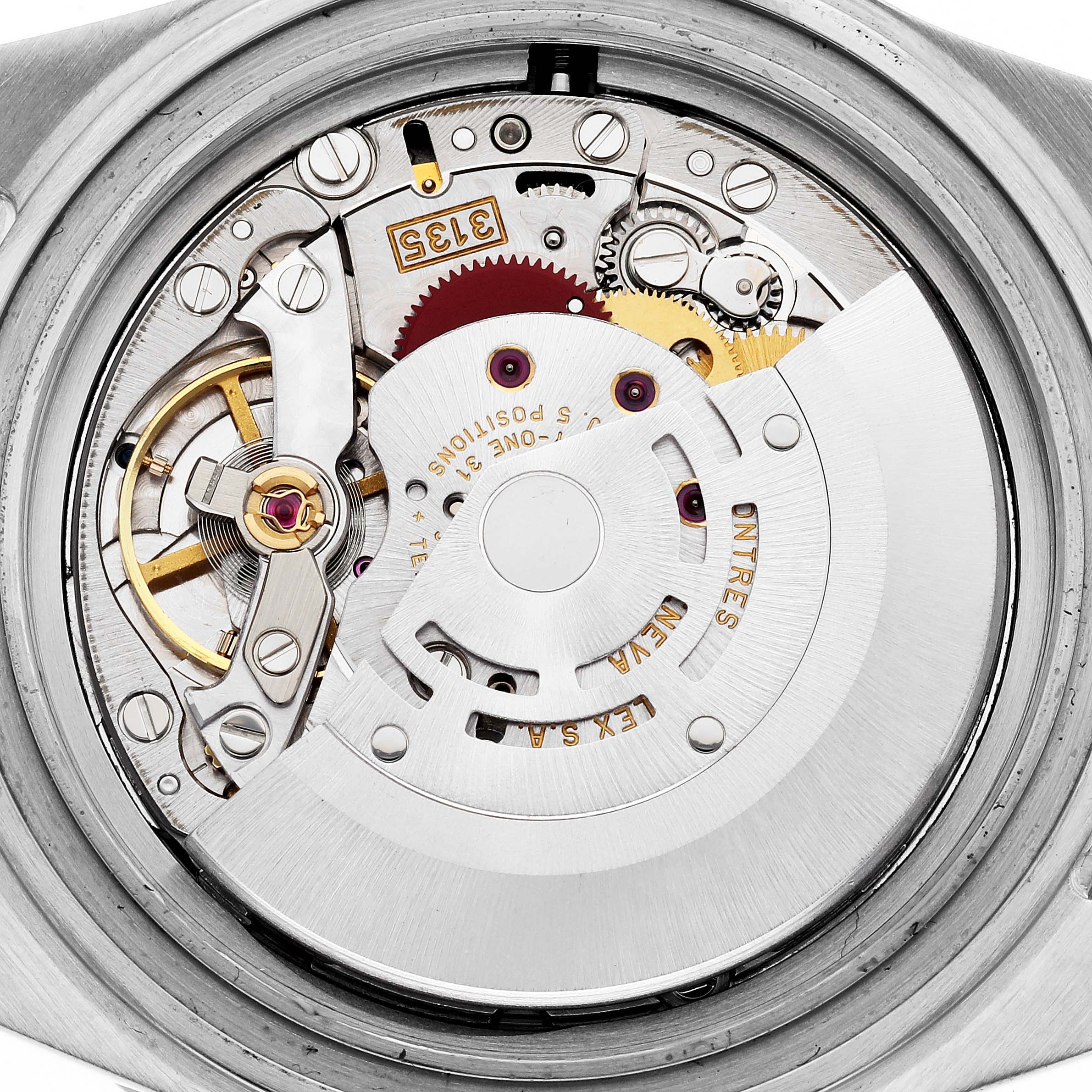 The image shows a close-up angle of the movement mechanism of the Rolex Submariner 16610 Men's Stainless Steel Black Dial 16610 Men's Stainless Steel Black Dial watch.