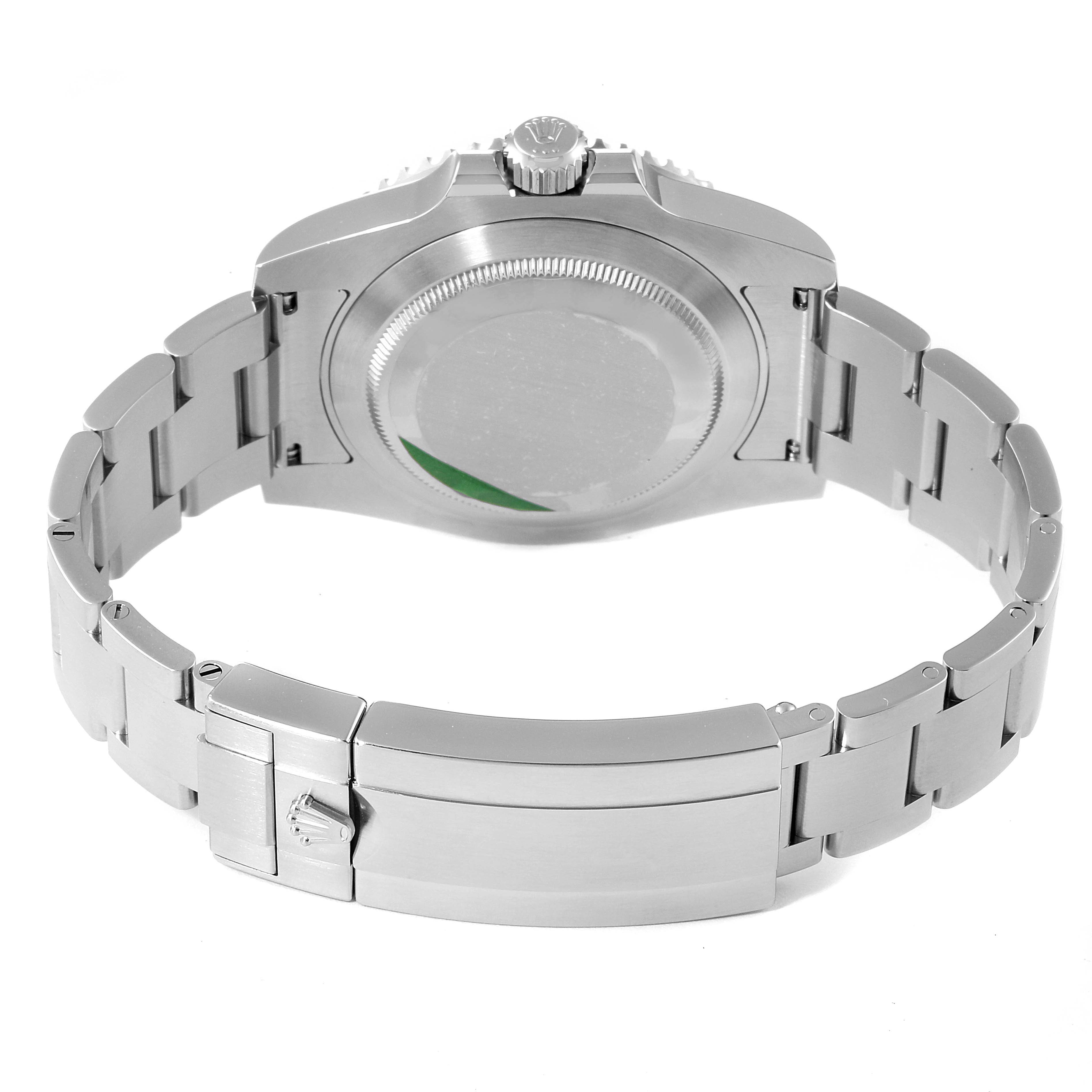 The image shows the back case and bracelet of a Rolex Submariner 116610LV Men
s Stainless Steel Green Dial 116610LV Men
s Stainless Steel Green Dial watch, viewed from the rear angle.