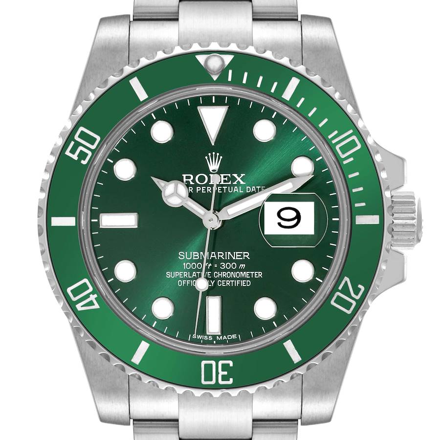 Rolex Submariner Hulk Green Dial Steel Mens Watch 116610LV Box Card SwissWatchExpo