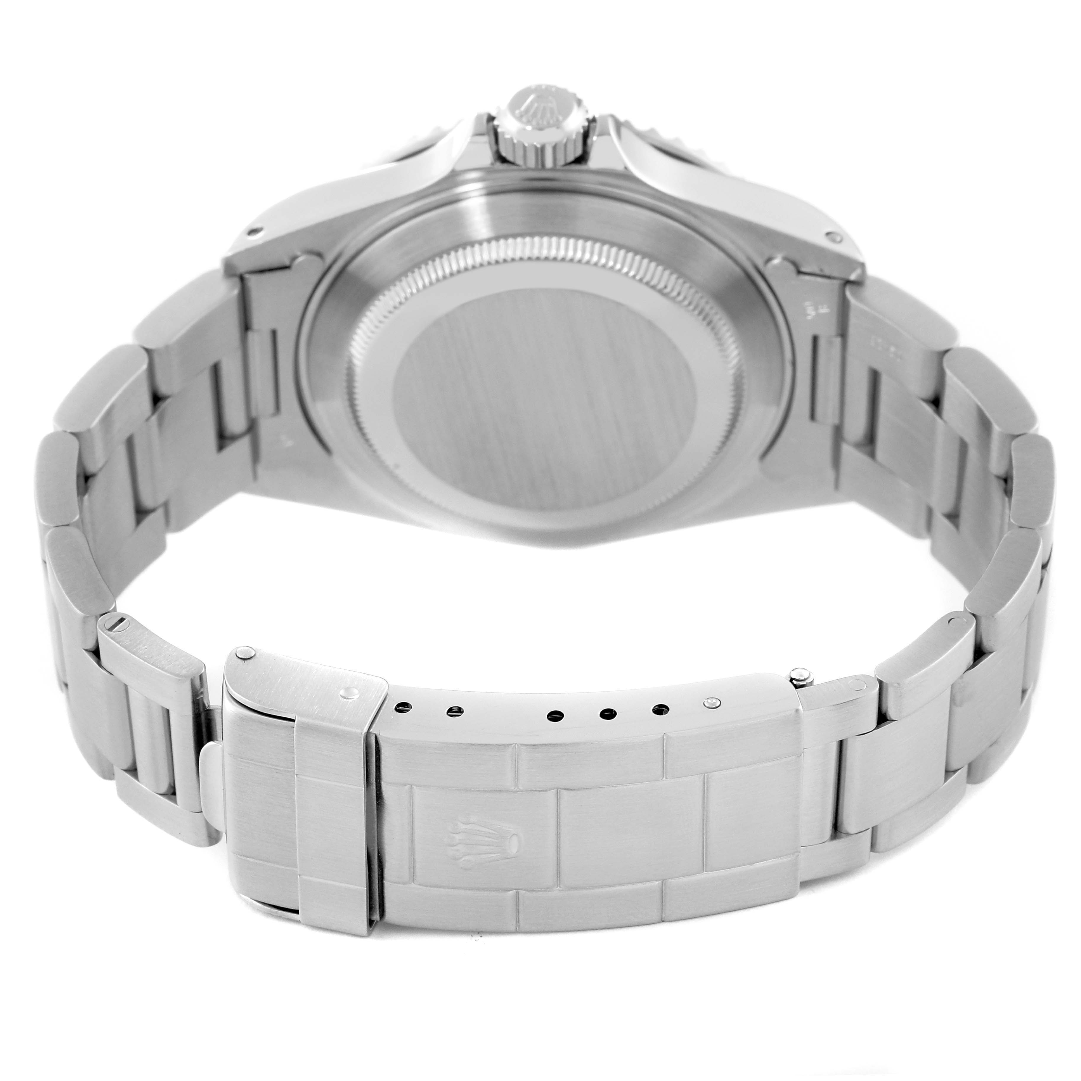 This image shows the back case and bracelet of the Rolex Submariner 14060 Men's Stainless Steel Black Dial 14060 Men's Stainless Steel Black Dial watch.