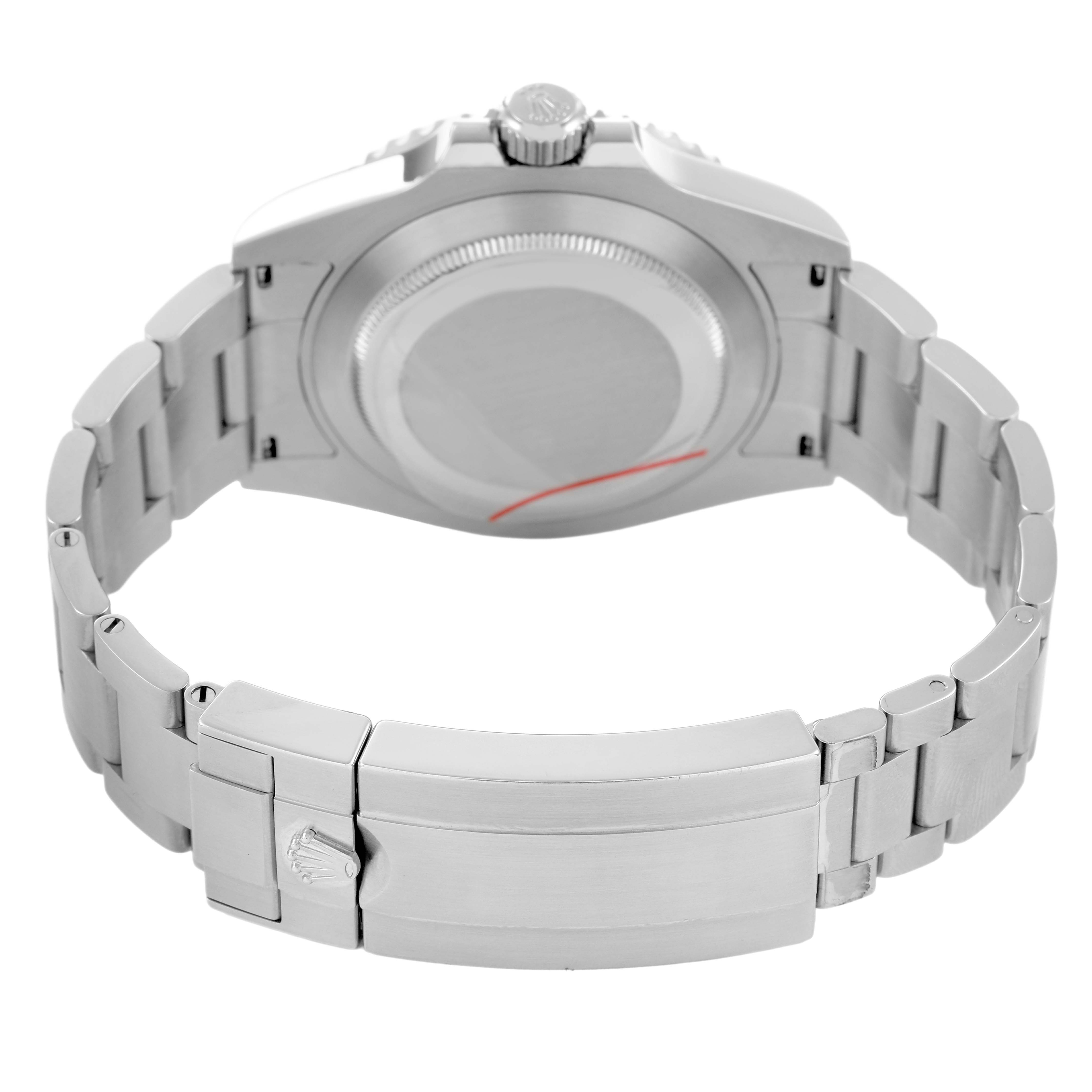 The image shows the back and bracelet clasp of the Rolex Submariner 126610LV Men's Stainless Steel Black Dial, highlighting its stainless steel construction.