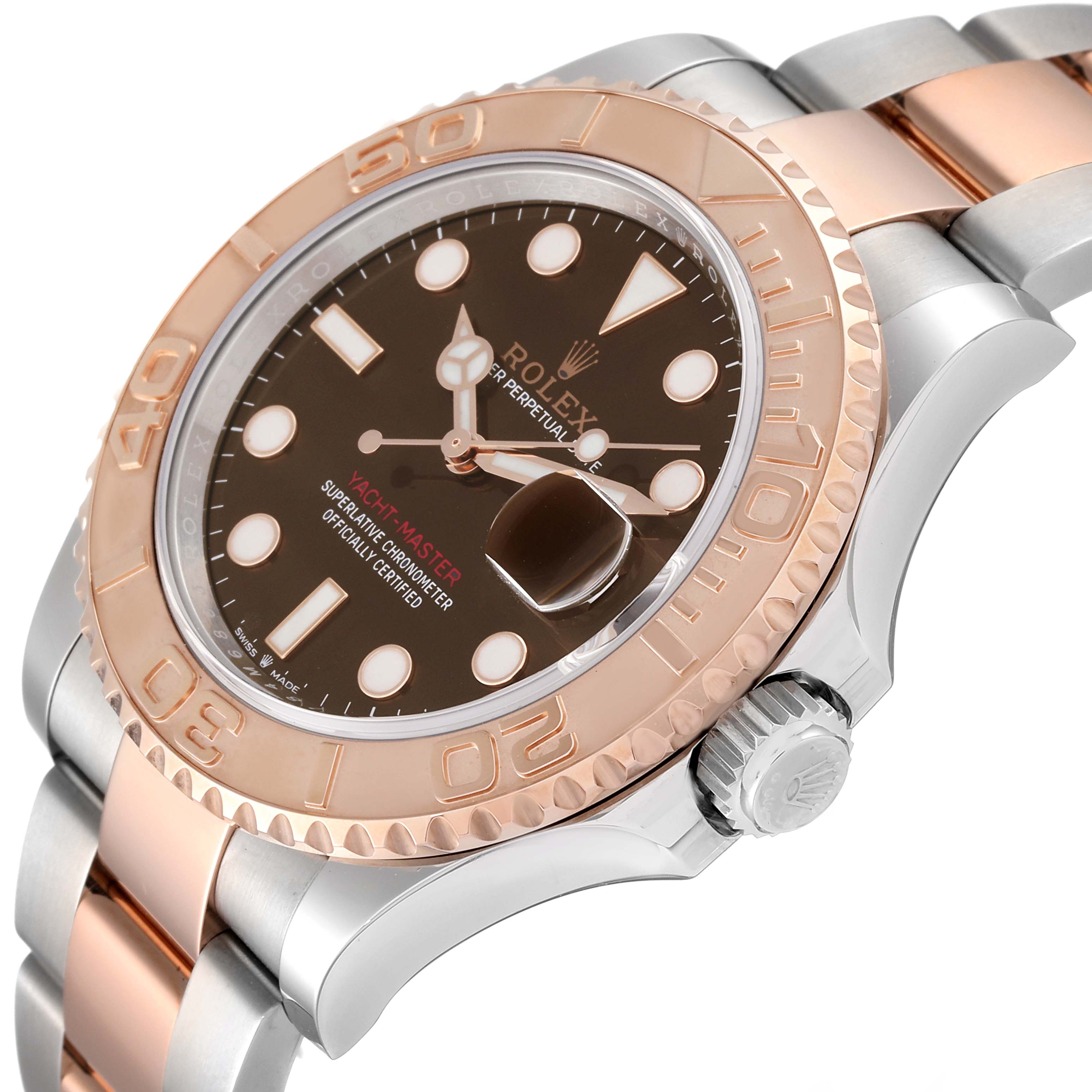The image shows a Rolex Yacht-Master 126621 Men's Stainless Steel Brown Dial 126621 Men's Stainless Steel Brown Dial watch at a slight angle, highlighting the dial, bezel, crown, and part of the bracelet.