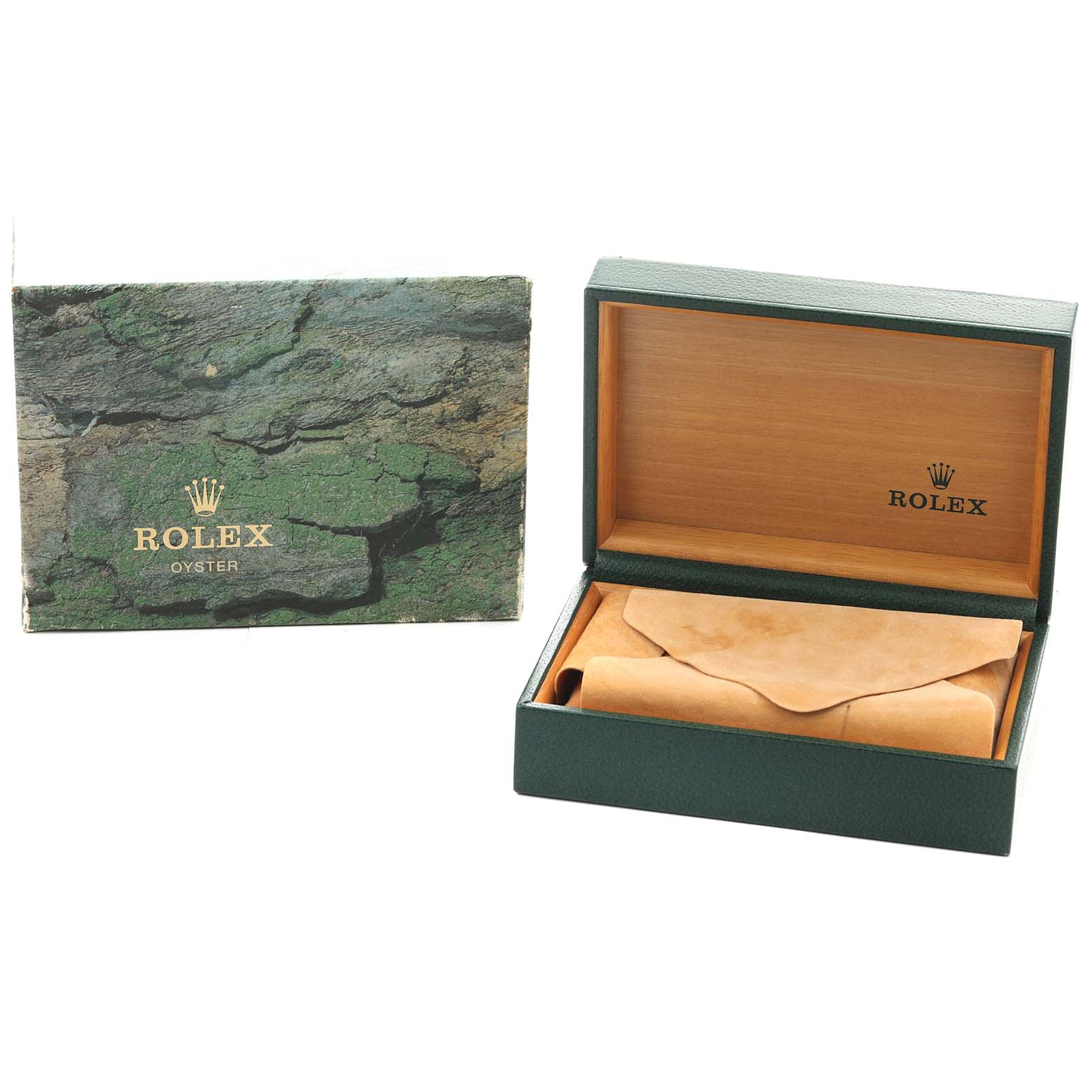 The image shows a Rolex Yacht-Master 16622 Men
s Stainless Steel Silver Dial watch box and outer sleeve, both branded with the Rolex logo.