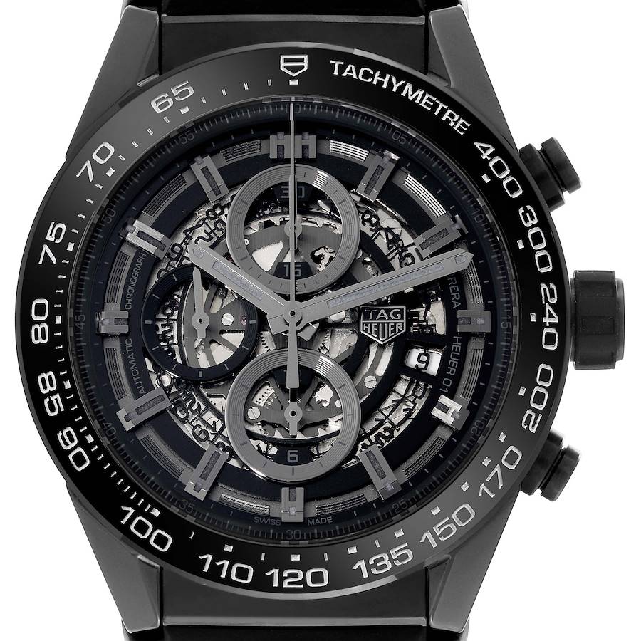 Tag Heuer Carrera Black Ceramic Chronograph Mens Watch CAR2A90 Box Card SwissWatchExpo